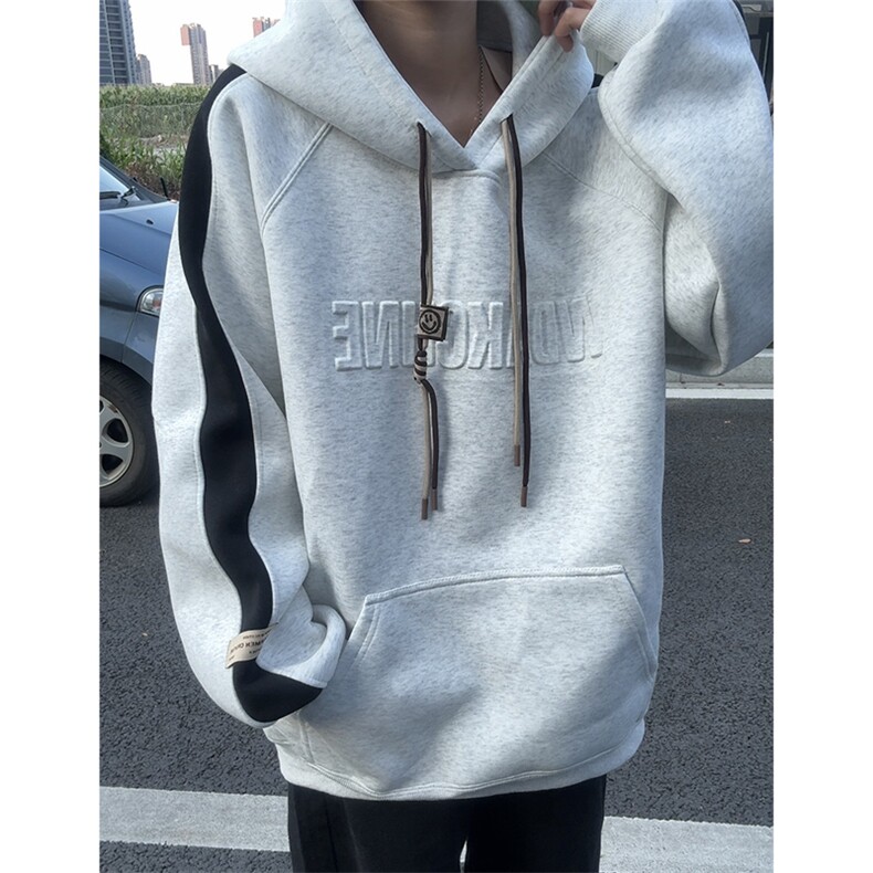 秋季重磅连帽卫衣男宽松休闲钢印外套拼色学生衣服W116-P65控98,女装短外套,星座209-2