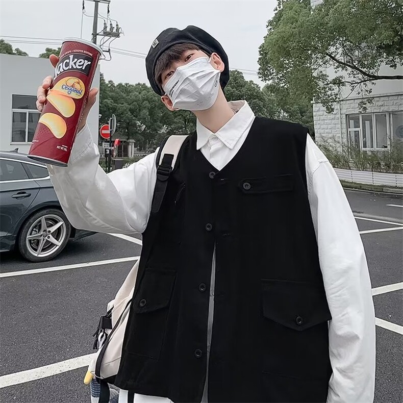 wassuphappy美式工装马甲男夏季薄款无袖坎肩上衣服潮牌休闲外套,男装背心/马甲,星座1116-2