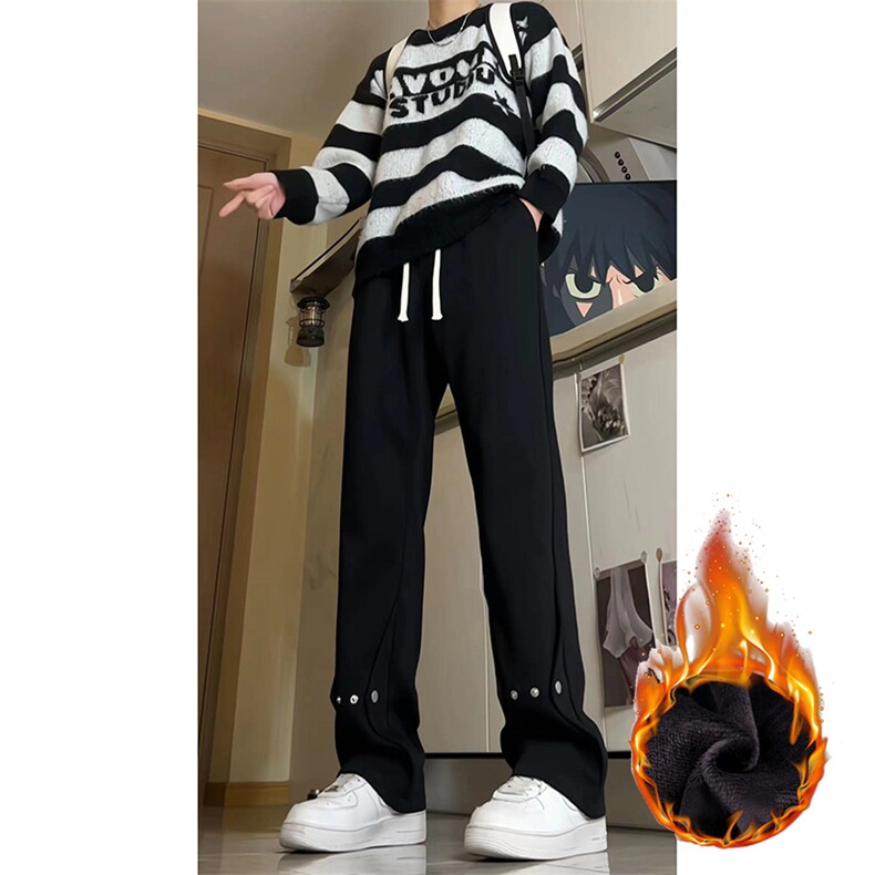 秋冬美式高街vibe运动加绒休闲卫裤货号K2485特P4578加绒P60,男装休闲裤,电商A063