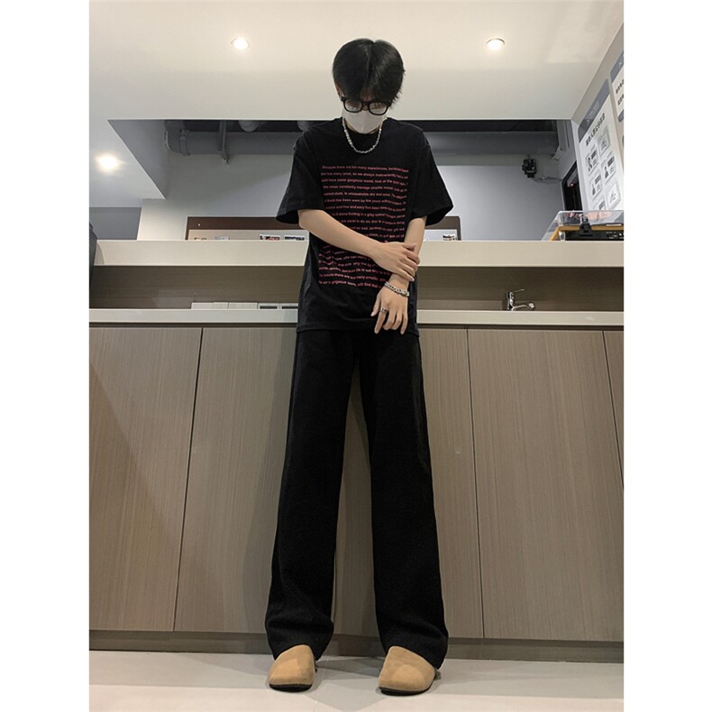现货秋冬高街直筒阔腿牛仔裤宽松百搭暗扣休闲裤男K616-P50,男装牛仔裤,星座205