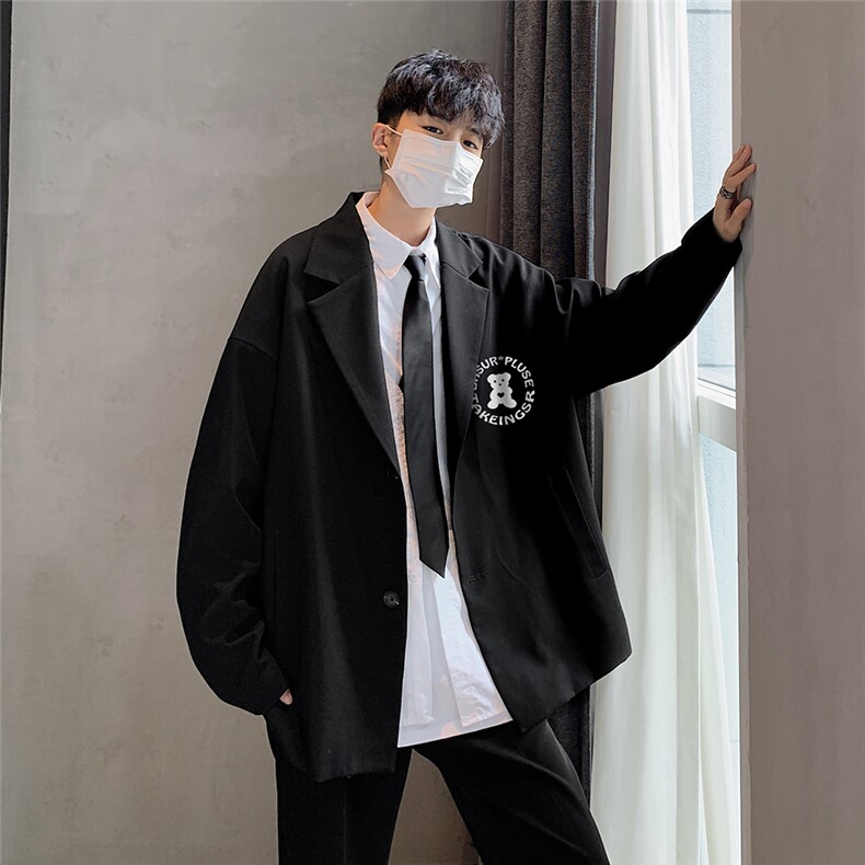 秋季港风新款韩版宽松翻领西装西服外套男XZ614P75控88，男装西服套装，电商A268A