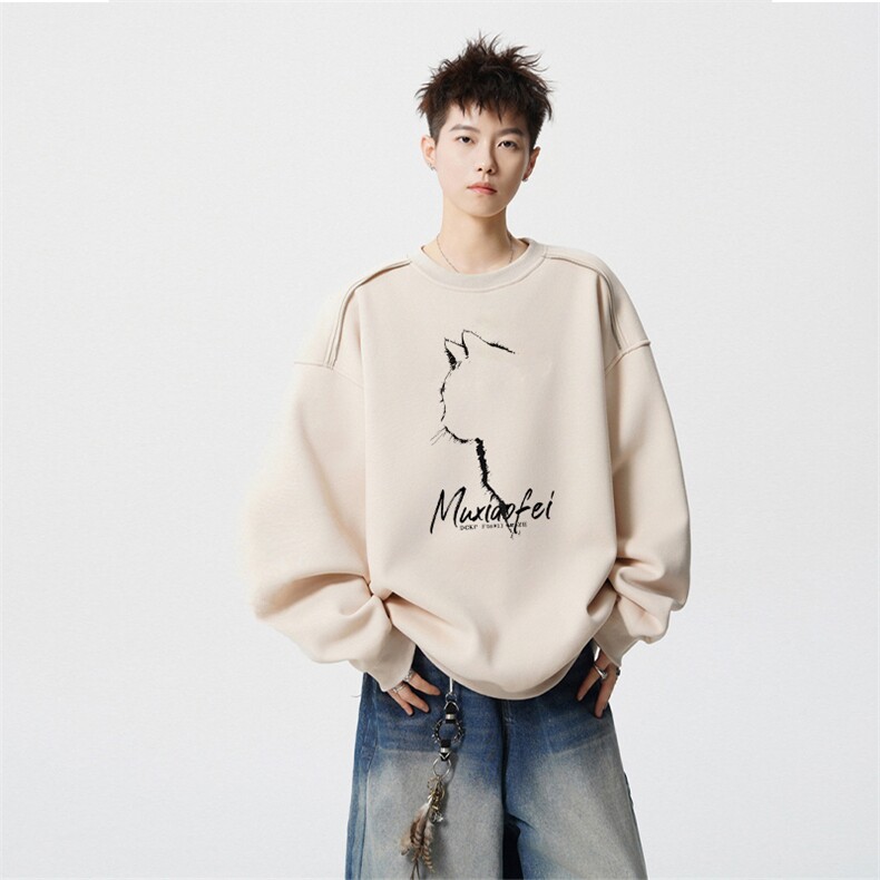 得物供货、重磅420克现货圆领卫衣宽松HD019-1-WY2707LL-P35,男装卫衣,电商019-1