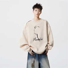 得物供货、重磅420克现货圆领卫衣宽松HD019-1-WY2707LL-P35，男装卫衣，电商019-1