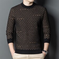 新款男圆领冬季休闲套头男式毛衣中年休闲针织衫XXLB25006-P100，男装针织衫/毛衣，电商B212（原钱塘6029）