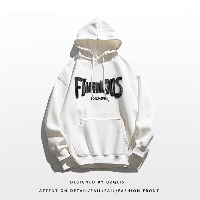 350g华棉潮牌印花连帽卫衣男女休闲春秋宽松时尚上衣5187-P43网图，女装卫衣/绒衫，电商B245