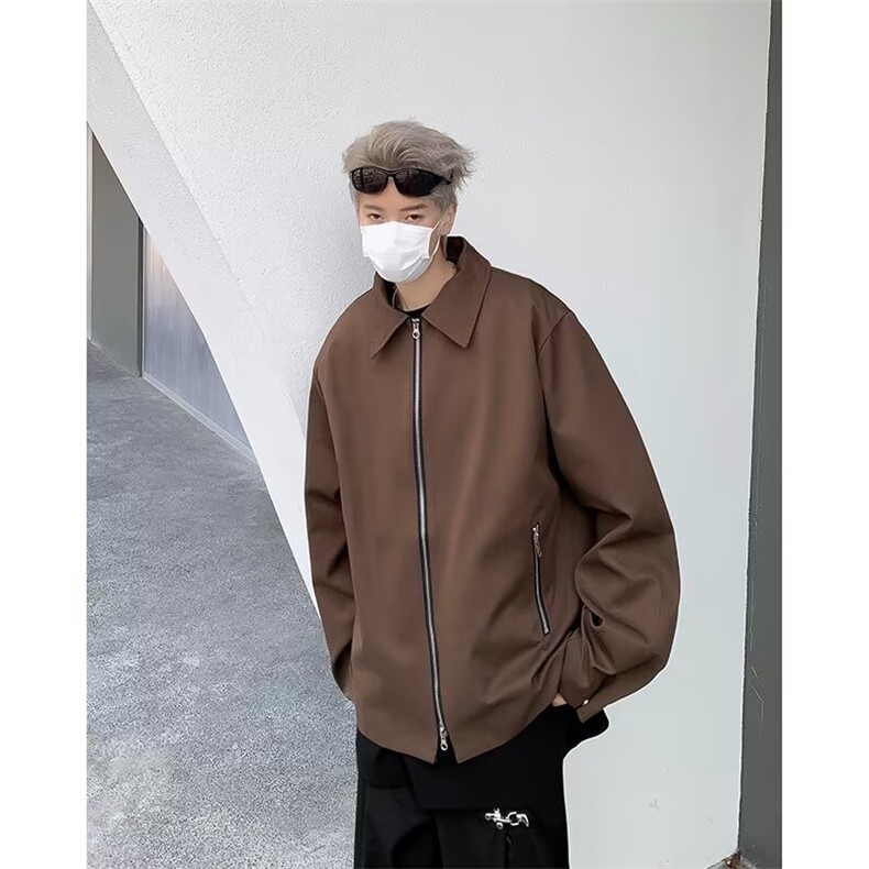 潮牌设计感双拉链工装夹克男短款美式高街外套春秋,男装夹克,星座410-7