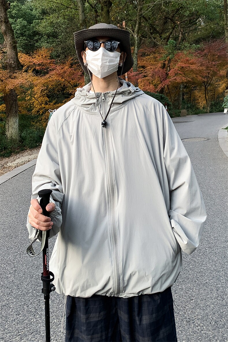 特批50无差价2025夏户外亲肤皮肤衣男女同款潮牌舒适连帽外套J513,男装夹克,电商A001-1
