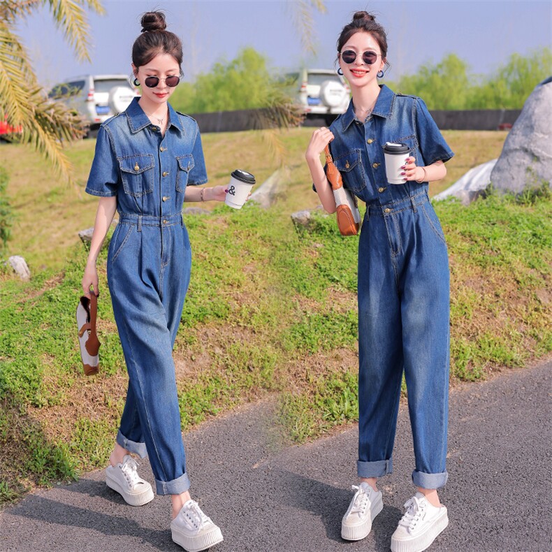 工装牛仔连体裤女欧货2026夏季新款高端气质高腰显瘦小个子连衣裤,女装连体裤,印象茜