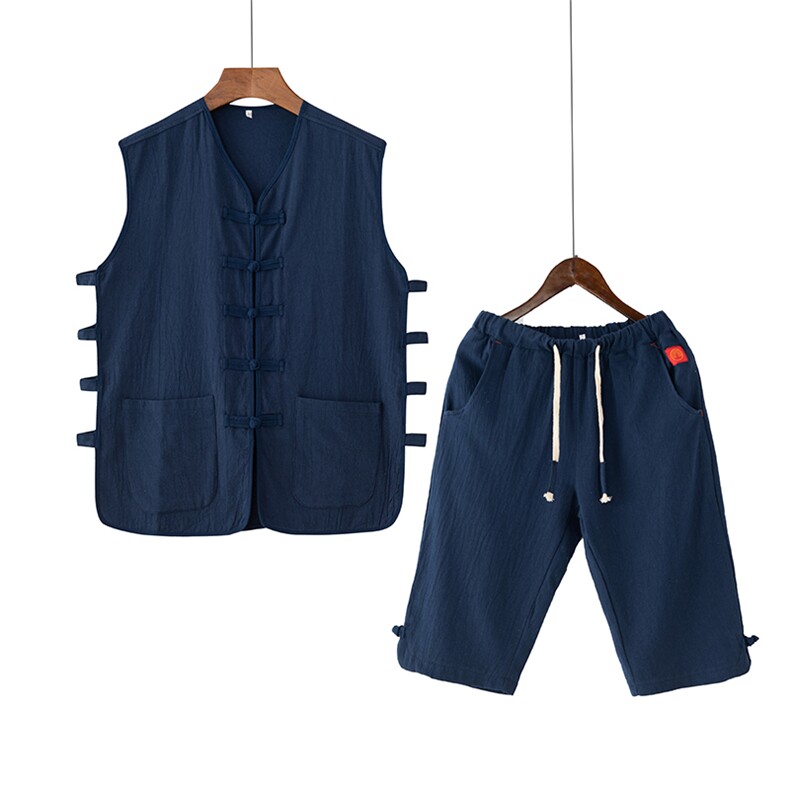 2023新款马褂男士棉麻风老年装太极服装,男装背心/马甲,星座1115-1