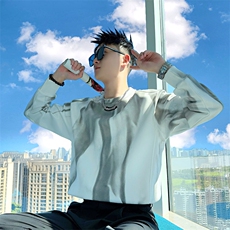 AW216/P78控108秋季社会小伙圆领高级设计感扎染打底卫衣男黑首，男装T恤，星座305B-1