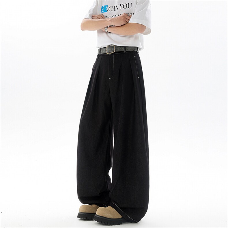 8XL-M冰丝仿牛仔裤男百搭简约阔腿宽松弯道直筒休闲裤男K9150，男装休闲裤，电商D206-1