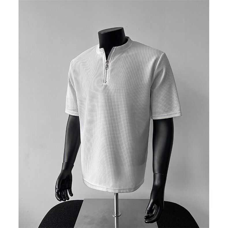 2026夏季新款领口拉链设计短袖男宽松运动T恤25XT77238特批20，女装T恤，电商A042