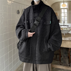 INCLEA美式复古工装外套男春秋新款潮牌压花设计宽松大码夹克图片