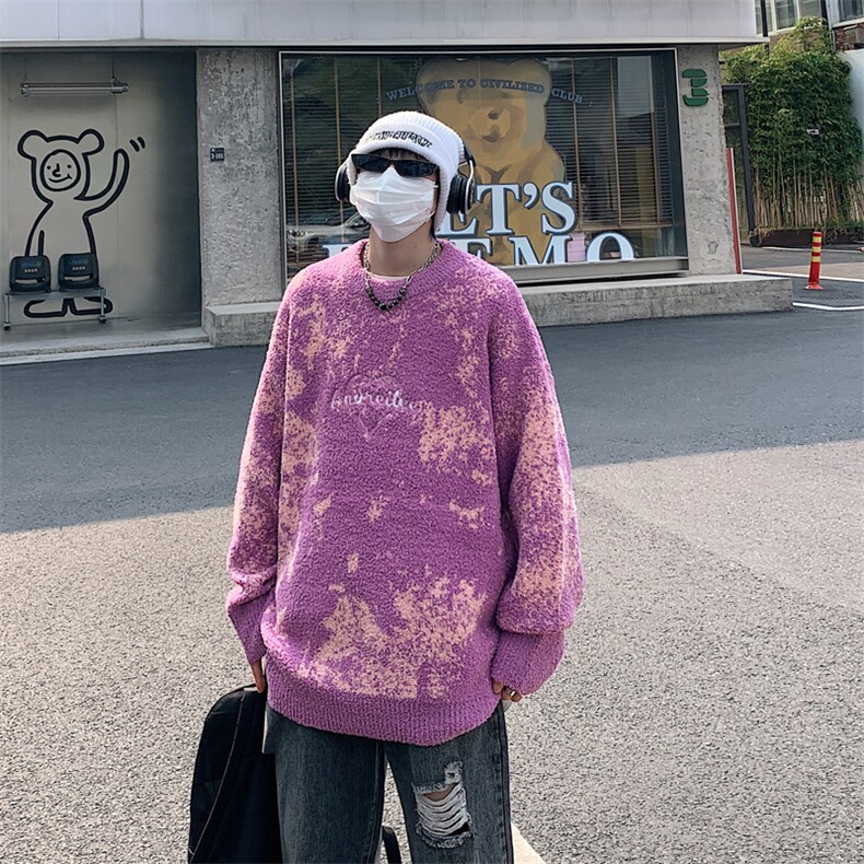 XZ301B-JB2510-P68复古做旧针织衫美式街头潮牌套头毛衣,男装针织衫/毛衣,星座301B