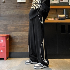 原宿长裤青春流行简约纯色男时尚潮牌印花休闲裤潮运动裤宽松型，男装休闲裤，星座716-2