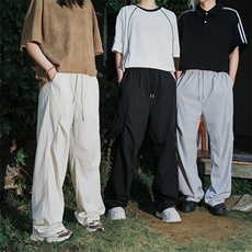 【敖瑞鹏代言】GENIOLAMODE冰感垂感运动裤男士夏季薄款直筒休闲，男装休闲裤，星座717