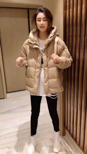 连帽短羽绒外套，女装，晶晶