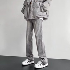 烟灰色牛仔裤男直筒修身欧美潮牌vibe男生休闲秋冬长裤23008-p56，男装牛仔裤，星座1008
