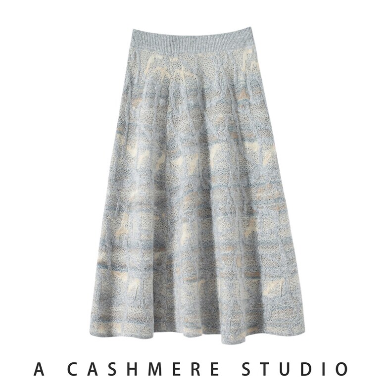 2025年秋季加厚时尚百搭通勤简约休闲半身裙，女装半身裙，绒菲针织