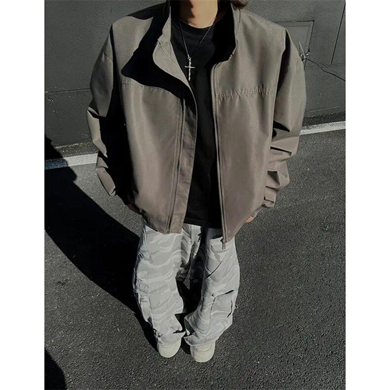 26春装新款美拉德立领飞行夹克boxy廓形休闲百搭外套上衣JK6500,男装夹克,电商A486