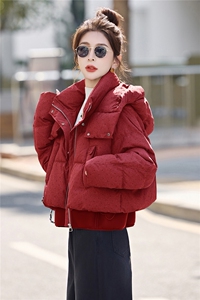 新年时尚红短款羽绒服女2026冬季新款毛领小个子保暖羽绒洋气外套图片