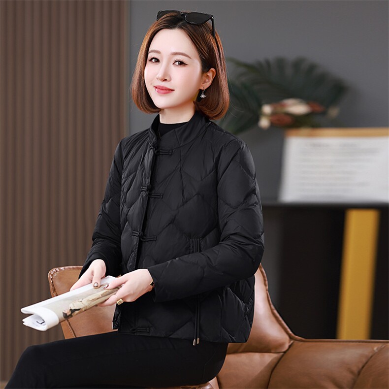 2025冬装新中式盘扣短款立领棉衣外套,女装棉衣/棉服,雪樱依海