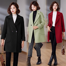 秋季时尚气质百搭100绵羊毛中长款双面呢大衣外套，女装双面呢大衣，媚琳依坊