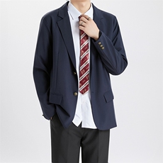 dk日系俩粒扣黑色西服外套男生秋季少年感长款西装西裤套装，男装西服套装，星座506A