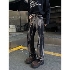 ins新款时尚慵懒港风休闲流行潮流帅气气质潮牌818-P48，男装牛仔裤，星座1109-3