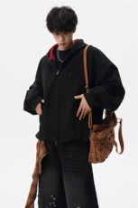 8XL-M美式复古撞色连帽水洗夹克男高级感做旧情侣外套JK1327P88，男装夹克，电商D206-1