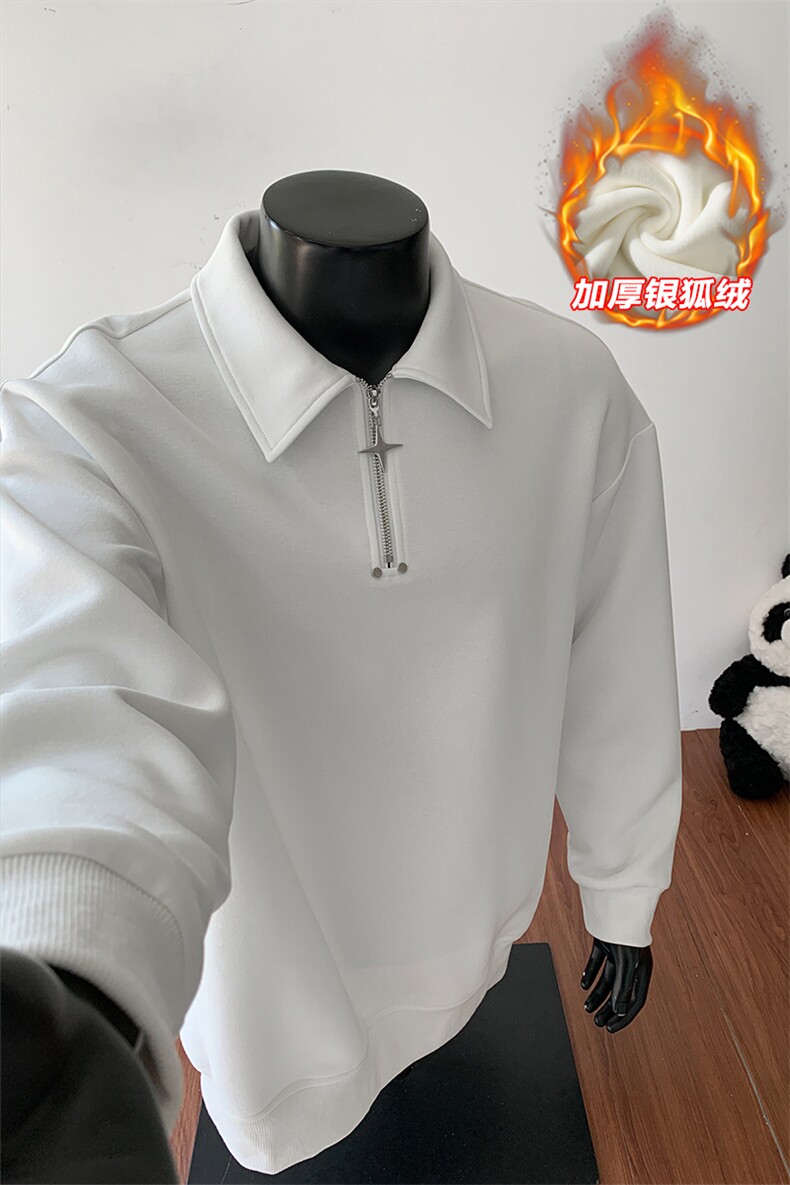 450g高克重加绒银狐绒金属装饰拉链卫衣男W5420J加绒-特P42控79,男装卫衣,电商A001-1