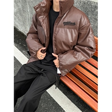 XZ1005-1-TTH00118-批108-立体刺绣PU皮立领短款面包棉服，男装棉衣，星座1005-1