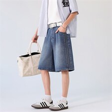 新款美式水洗渐变阔腿牛仔中裤夏季男宽松休闲XZ201-K507P45，男装休闲裤，星座201