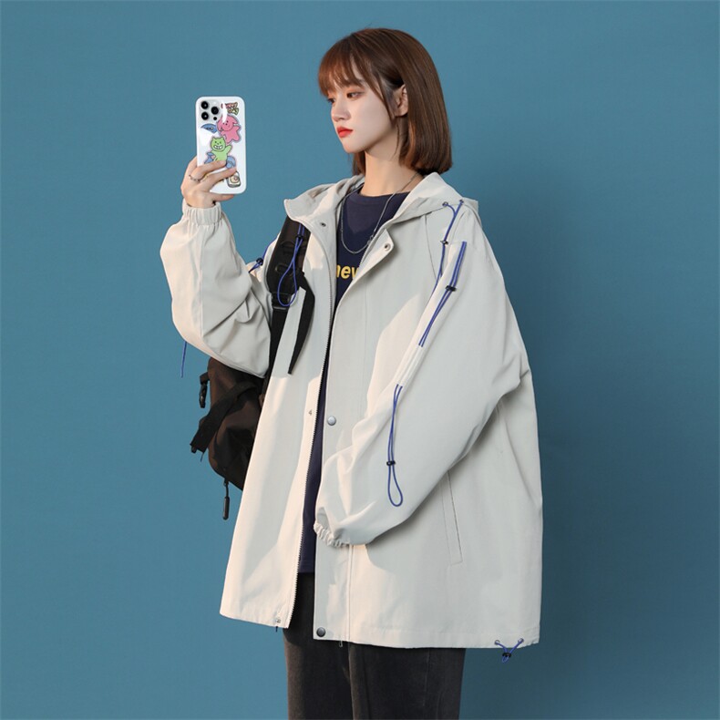 JK6008/P60秋装现货中性风抽绳连帽夹克男女外套宽松大码上衣控78图片