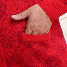 老年人毛衣男爸爸妈妈本命年情侣装爷爷奶奶红色开衫秋冬羊毛外套，男装中老年男装，亚东羊绒制品