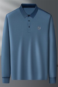 2023秋季新款Polo衫中年男士长袖薄款T恤上衣休闲潮流翻领打底衫图片