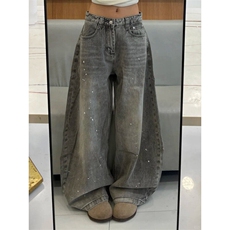 N7622LL-特P50涂鸦阔腿牛仔裤宽松直筒美式复古vintage裤子，男装牛仔裤，星座1007（原301D）