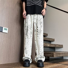 水墨泼染休闲长裤直筒裤NK8081，男装休闲裤，星座1116A-1（原606A）