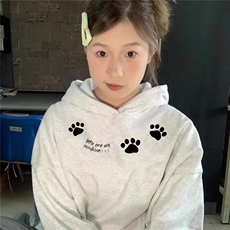 C0240-P55秋冬印花卫衣女趣味猫爪连帽宽松上衣可搭情侣，女装卫衣/绒衫，星座617A-2