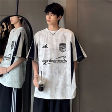 美式复古潮牌高级时尚男款吊染休闲街头设计感短袖T恤T233-P35，男装T恤，电商C307