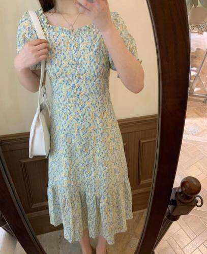 现货独屿夏两穿显瘦碎花连衣裙，女装连衣裙，独屿