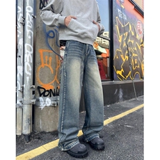 抖音品质美式高街复古水洗宽松直筒牛仔裤B315-K24274-p55控78，男装牛仔裤，电商B315