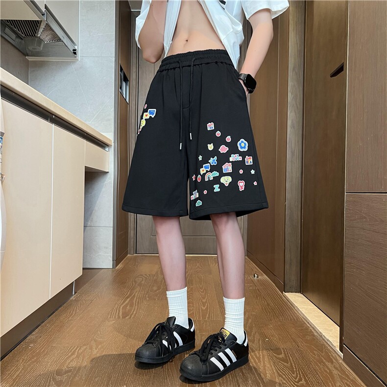 抖音品质夏季新款宽松休闲卡通印花短裤B315-K25518-特p30控58,男装牛仔裤,电商B315