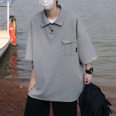 polo衫美式校园风短袖男设计感小众复古日系2023翻领t恤W2877-P32，男装Polo衫，星座412
