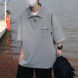 polo衫美式校园风短袖男设计感小众复古日系2023翻领t恤W2877-P32图片