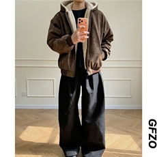 网图pu皮座山雕男女休闲复古加绒保暖连帽棉衣外套D508特P105，男装皮衣，电商A335-1（原A458）