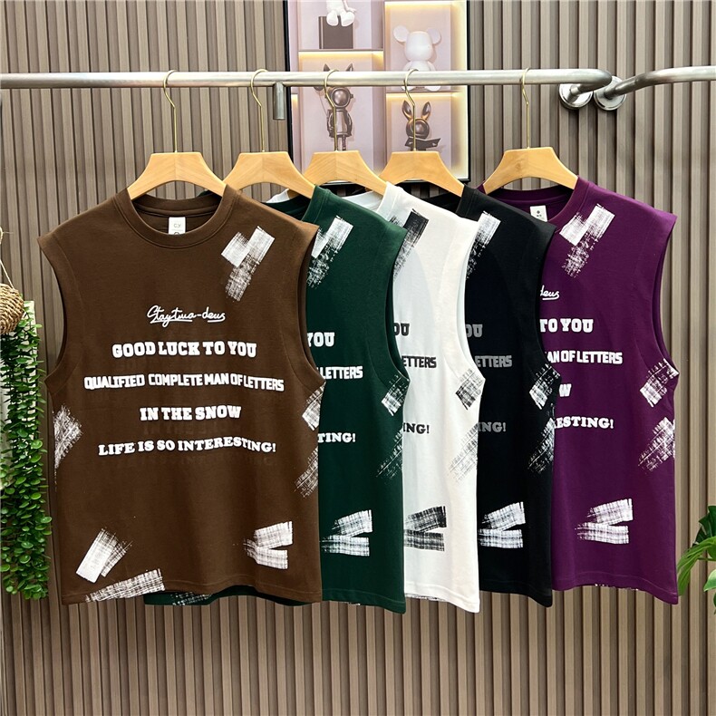 夏季高质量男女同款印花扎染无袖坎肩背心流行百搭，男装背心/马甲，星座1013