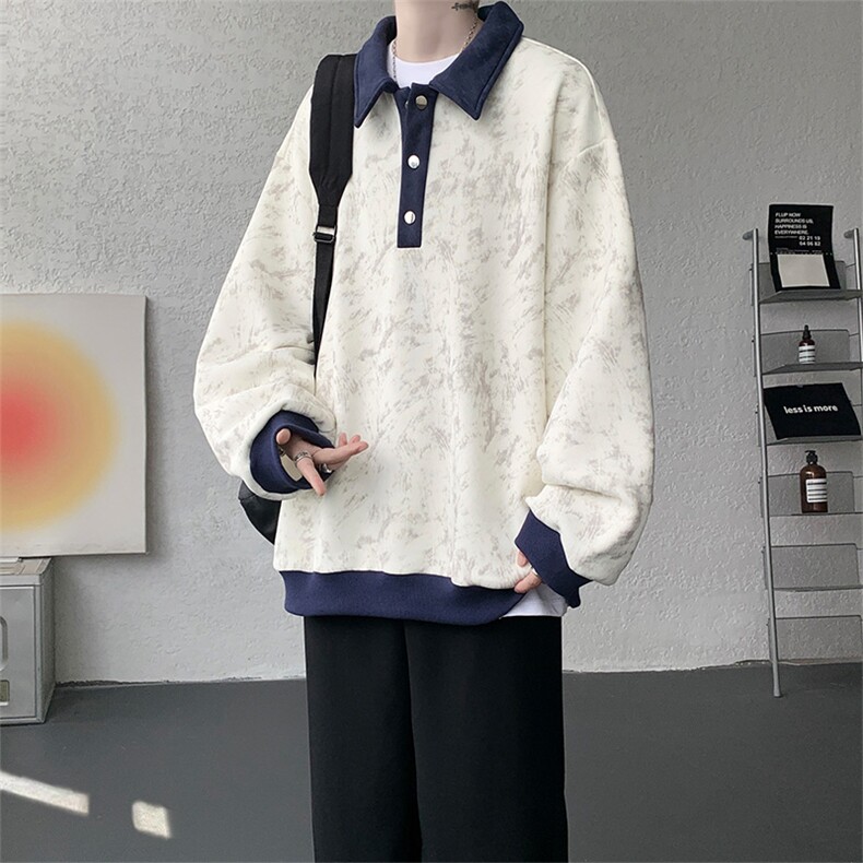 现货WY10159-特P50 控88美式复古撞色解构拼接大码男宽松情侣卫衣图片
