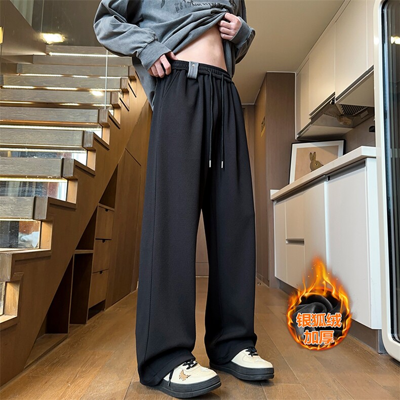 新款加厚银狐绒菠萝格480g高克重百搭阔腿裤K5602J加绒特P38控75，男装卫衣，电商A001