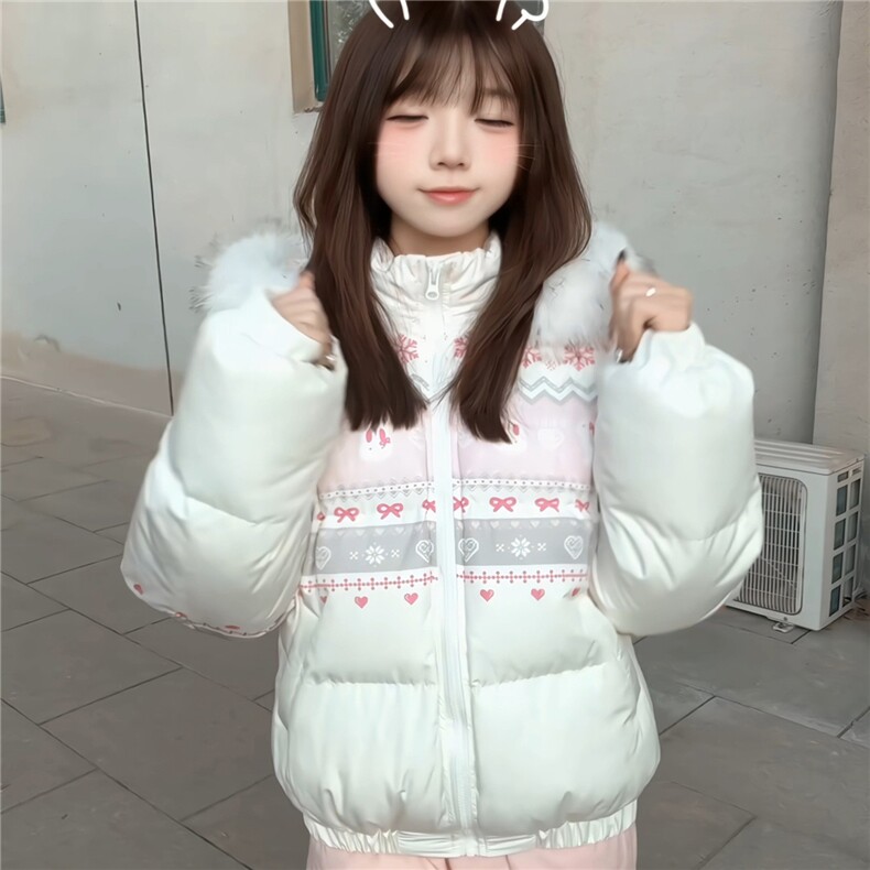 1506-1/M78181/P89女士韩系美式费尔岛兔子毛领连帽棉服,男装棉衣,星座1506-1